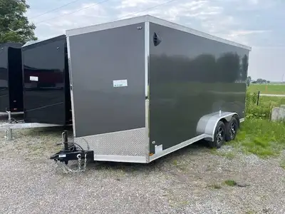 IRON SERIES 7' X 16' TANDEM AXLE CARGO TRAILER WITH REAR RAMP DOOR, AND 12in. EXTRA HEIGHT UPGRADES!...