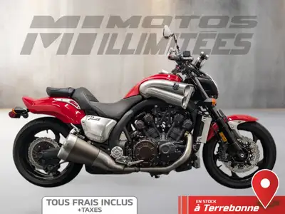 YAMAHA VMAX 2017 Rouge 31249 km au compteur. Motos Illimitées Terrebonne. Prix de vente inclus les f...