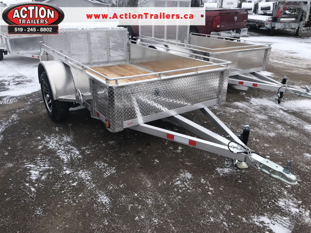 2023 5 X 8 - BI-FOLD REAR RAMP GATE, SOLID ALUMINUM SIDES  in Cargo & Utility Trailers in London - Image 2