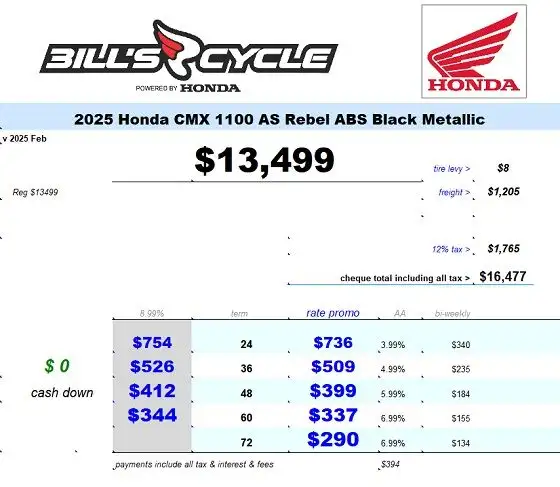 2025 HONDA CMX 1100 AS Rebel ABS Black in Street, Cruisers & Choppers in Winnipeg - Image 4