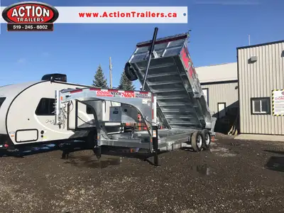 CANADIAN BUILT 7 ton Galvanized Hydraulic dump 7' x 14' trailer with gooseneck WE OFFER FINANCING FR...