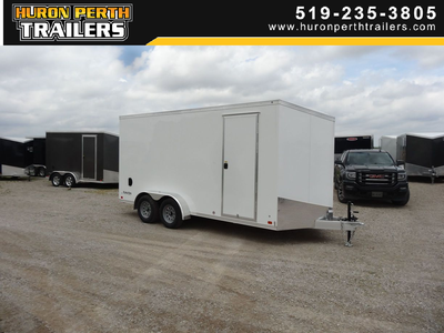 HURON PERTH TRAILERS BLOW OUT SALE!!!! 2023 ATC - 7x16+2 Enclosed Aluminum Trailer Polar White Exter...