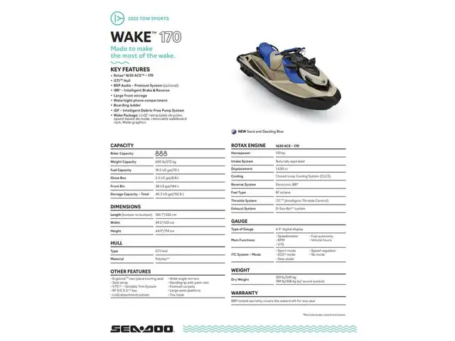 2025 Sea-Doo WAKE 170 AUDIO in Personal Watercraft in Winnipeg - Image 3