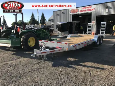N&N 7 TON 7 X 24 GALVANIZED CAR / EQUIPMENT HAULER WITH 7000LB AXLES & STAND UP RAMPS + GALVANIZED R...
