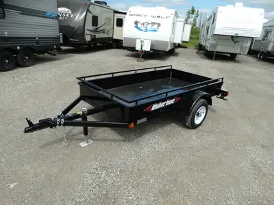 In Stock Now: 50in.in.x8in. single axle Weberlane utility trailer with steel floor, 12in. tires, 220...