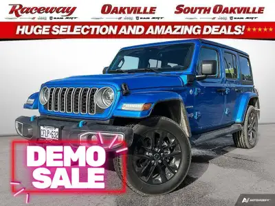 2024 JEEP WRANGLER SAHARA 4XE Hydro Blue Pearl Black Cloth Bucket Seats 2L Turbo Apple Carplay Googl...