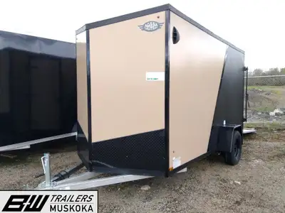 Two tone - Tan and black Aluminum roof Enclosed trailer 6ft by 12ft and 2990 lbs GVWR and 3500 lbs G...