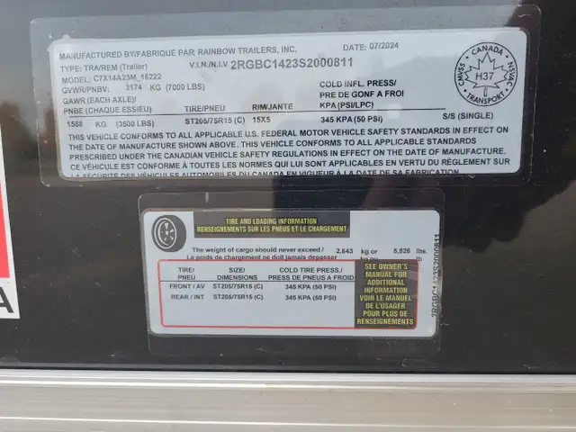 2025 RAINBOW 7'X14'+V-NOSE EXCURSION ENCLOSED in Cargo & Utility Trailers in Fort St. John - Image 10