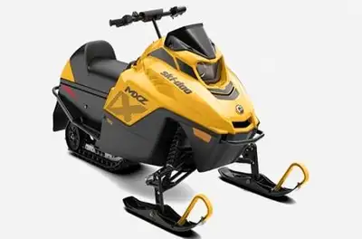 NEW 2025 Ski-doo MX-Z 120 in neo yellow/black. This entry-level Youth snowmobile features a 120cc 4-...