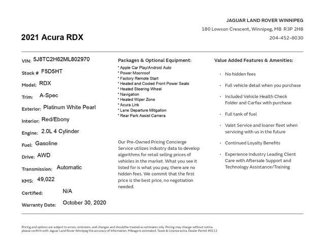 2021 Acura RDX A-Spec SOLD and DELIVERED in Cars & Trucks in Winnipeg - Image 2