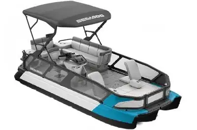NEW 2023 Sea-doo Sport Cruise 21' in caribbean blue/black. This loaded-up tri-hull pontoon boat feat...