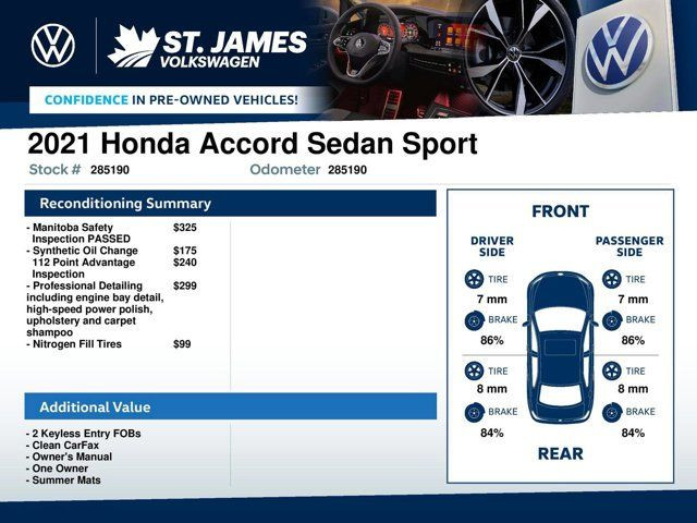 2021 Honda Accord Sedan Sport | CLEAN CARFAX | ONE OWNER in Cars & Trucks in Winnipeg - Image 3