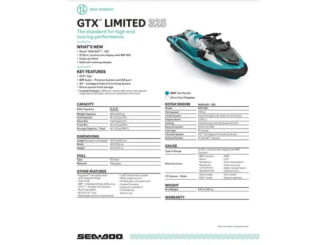 2025 Sea-Doo GTX LIMITED 325 in Personal Watercraft in Winnipeg - Image 3