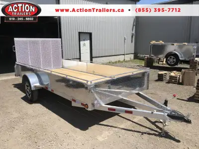 ACTION SERIES 6 X 14 ALL ALUMINUM UTILITY TRAILERS WITH SOLID ALUMINUM SIDES AND TOP TIE DOWN RAIL (...