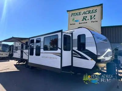 All New Model for 2025--KZ Sportsmen destination trailer 374BH highlights: Middle Bunkhouse Tri-Fold...