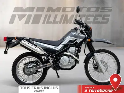 YAMAHA XT250 2023 Gris et Noir 3618 km au compteur. Motos Illimitées Terrebonne. Prix de vente inclu...