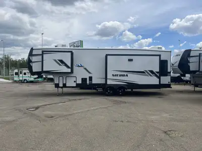 The Perfect Couples Fifth Wheel! Clearance Sale! Introducing the Forest River Sierra 3370RLS – a lux...