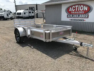 HOMEOWNERS SPACE-SAVER SERIES 5 X 10 ALUMINUM UTILITY TRAILER WITH SOLID ALUMINUM SIDES AND REMOVABL...
