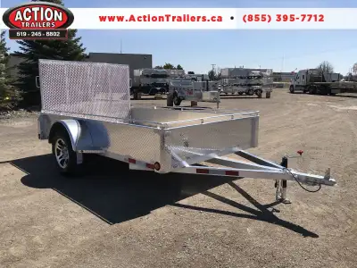 ACTION SERIES 6 X 10 ALUMINUM UTILITY TRAILER WITH SOLID ALUMINUM SIDES AND TOP TIE DOWN RAIL (COMES...