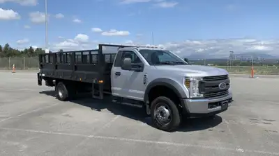 2019 Ford F-550 2WD 17 Foot Flat Deck Truck w/ Power Tailgate, 6.8L, 10 cylinders, 2 door, automatic...