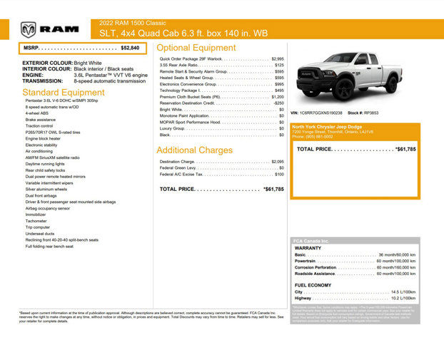 2022 RAM 1500 Classic Warlock 4x4 Quad Cab 6'4 Box Heated Seats