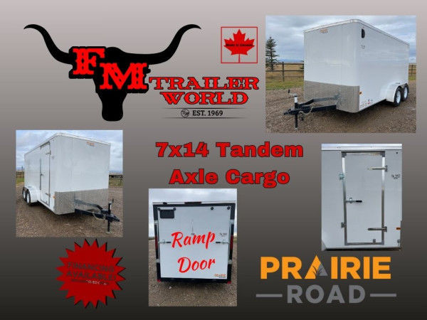 2024 Prairie Road 7x14 Cargo Trailer Tandem White Ramp Door 2x35 in Cargo & Utility Trailers in Calgary