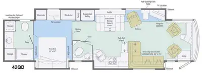 Ellipse Class A Diesel by Itasca w/1-1/2 Bath Including Rear Full Bath w/Shower, Storage Cabinet, Si...