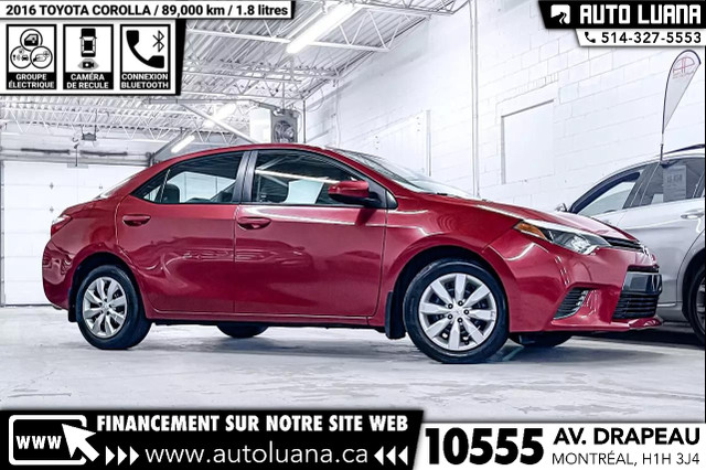 2016 TOYOTA Corolla LE CAMERA/AIR CLIMATISE/DEMARREUR/89,000km dans Autos et camions  à Ville de Montréal