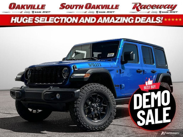 2024 Jeep Wrangler 4DR WILLYS | BLIND SPOT | DEMO | HITCH RECEIV in Cars & Trucks in Oakville / Halton Region