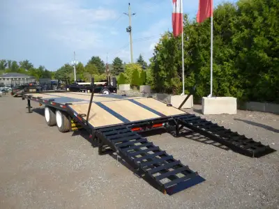 Miska Tandem Dually Equipment Floats 102in.x20'+5' Beavertail Deckover Call or Visit miskatrailers.c...