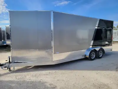 7.5x18'x7' 5' V-nose 32" Curb side door Front Ramp Rear ramp with spring assist One piece aluminum r...