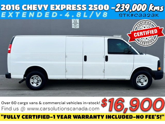 2016 CHEVROLET EXPRESS 2500 EXTENDED *** FULLY CERTIFIED *** 250 in Cars & Trucks in City of Toronto