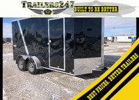 New 7x14ft Tandem Axle Cargo Trailer w/Ramp, Extra Height + more
