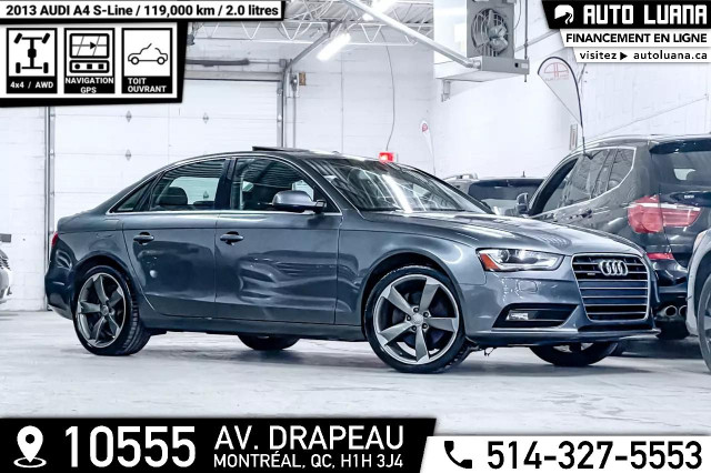 2013 AUDI A4 SLINE QUATTRO NAVIGATION/TOIT/MAGS 19"/119,000km in Cars & Trucks in City of Montréal