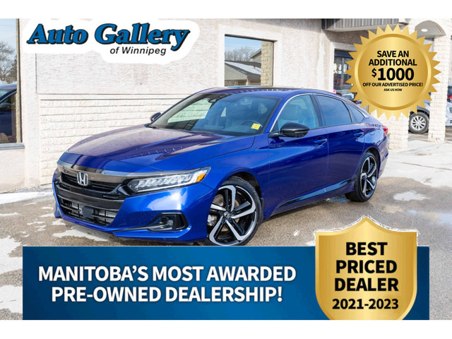  2021 Honda Accord Sedan SPORT, SUNROOF, REMOTE, HTD SEATS, CLEA in Cars & Trucks in Winnipeg