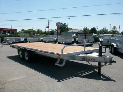 REMORQUE PLATE-FORME DECK OVER 8'X20' 2 ESSIEUX 7000LB.SUSPENSION SLIPPER HD FLAT BAR SUR COTE (RUB...