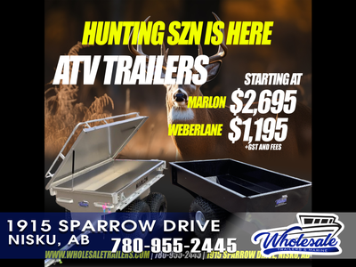 MARLON ATV TUB TRAILER FOR SALE IN NISKU, AB ARTICULATING AXLE TANDEM WALKING BEAM AXLE TIE DOWN SPO...