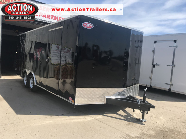 8.5' x 20' ENCLOSED CARGO TRAILER WITH REAR RAMP DOOR AND SIDE A in Cargo & Utility Trailers in London - Image 2