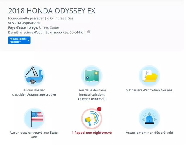2018 HONDA Odyssey EX in Cars & Trucks in City of Montréal - Image 3