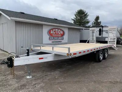 ACTION SERIES 102" X 20' TANDEM AXLE 7 TON GVWR, ALUMINUM DECKOVER TRAILER WITH BEAVERTAIL AND STAND...