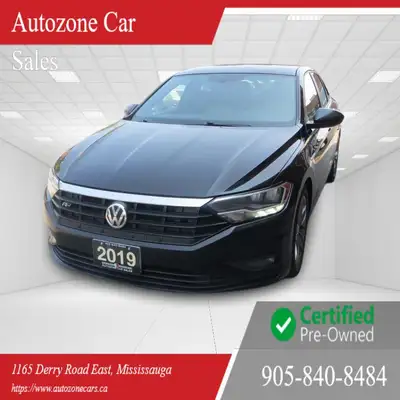 This 2019 Volkswagen Jetta is a stylish sedan with a sleek black exterior and dual tone black and pe...