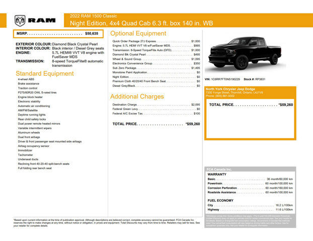 2022 RAM 1500 Classic Express 4x4 Quad Cab 6'4 Box Night
