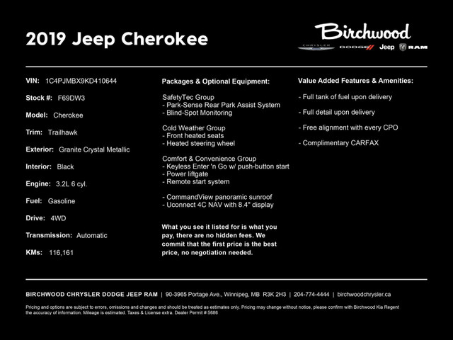 2019 Jeep Cherokee Trailhawk in Cars & Trucks in Winnipeg - Image 2