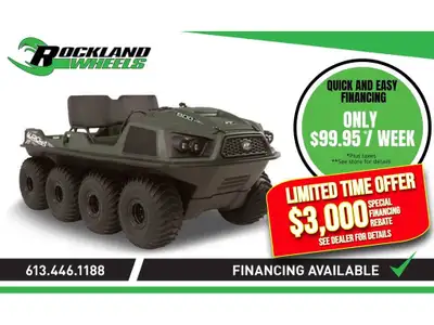 2022 Argo AURORA 800 SX 8X8 Obtenez un rabais de financement de 3 000 $ sur l'Aurora 800 SX 8X8 2022...