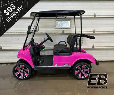 Pink Electric 2 Passenger Foldable Windshield 14in. Alloy Wheel Rim LED Lights - Headlights/Tail lig...