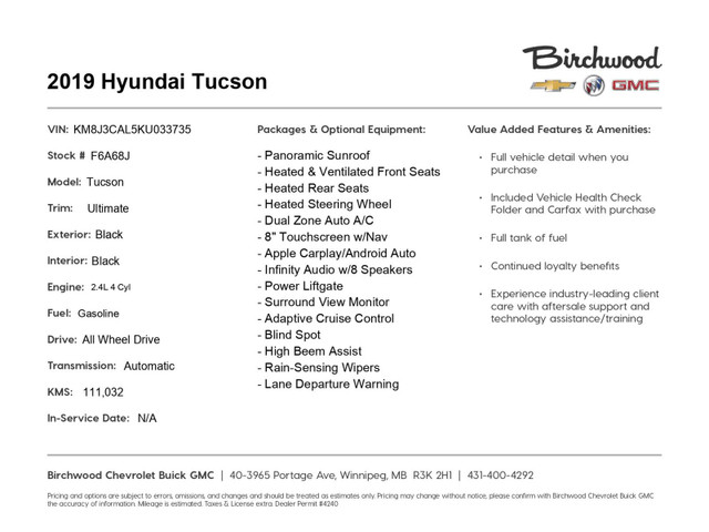 2019 Hyundai Tucson Ultimate Panoramic Sunroof | Heated Leather in Cars & Trucks in Winnipeg - Image 3