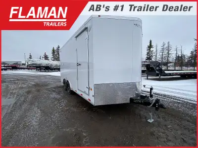 2025 ROYAL 8'X16' + 2' V-NOSE ENCLOSED CARGO TRAILER Color: White Length: 16' Straight Wall + 2' V-n...