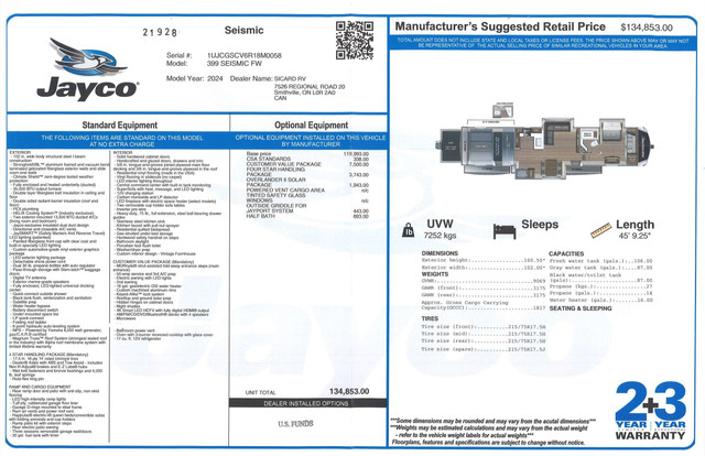 2024 JAYCO SEISMIC 399 in Travel Trailers & Campers in Hamilton - Image 3