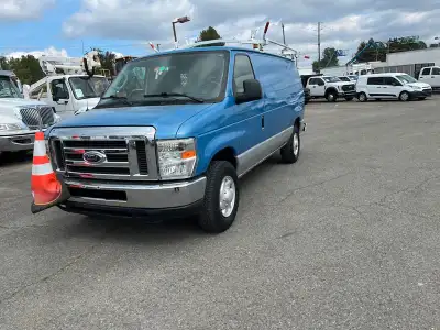 2009 Ford Econoline E-250 Cargo Van, Ladder Rack Rear Shelving, 4.6L V8 SOHC 16V gas engine, 8 cylin...