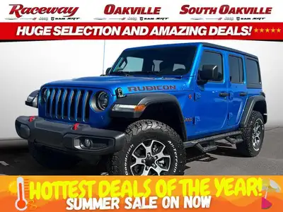 2023 JEEP WRANGLER RUBICON 4-DOOR 4X4 - Hydro Blue Exterior Black Leather Bucket Seats with Rubicon...